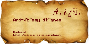 Andrássy Ágnes névjegykártya